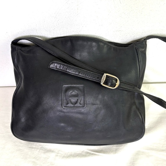 Etienne Aigner Handbags - ETIENNE AIGNER Vintage Embossed Big Logo Minimalist Leather Crossbody Bag Purse
